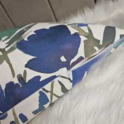 12x20 Floral Lumbar Cushion Cover - Blue Bloom Meadow Pillow John Lewis Fabric Rectangular Cotton Throw Double Sided Handmade - thumbnail 2