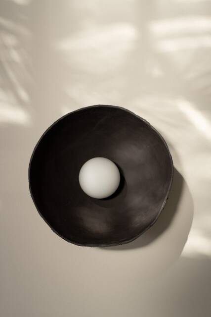 Black Ceramic Wabi Sabi Wall Sconce Minimalist Pottery Lighting - image 1