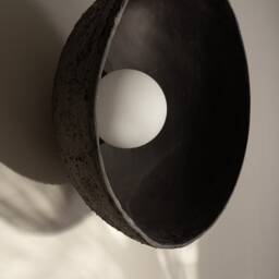 Black Ceramic Wabi Sabi Wall Sconce Minimalist Pottery Lighting - thumbnail 2