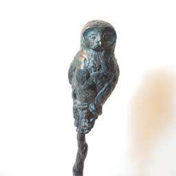 Bronze Owl Sculpture Original Bird Art, Expressionist Statue - thumbnail 3