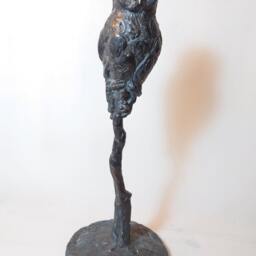 Bronze Owl Sculpture Original Bird Art, Expressionist Statue - thumbnail 2