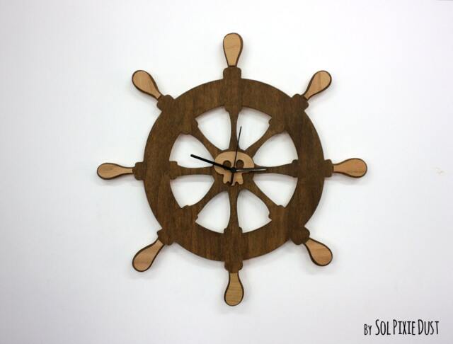 Ship's Wheel - Wooden Wall Clock - image 1