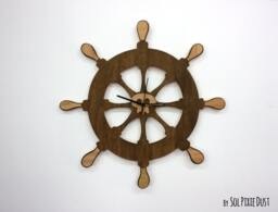 Ship's Wheel - Wooden Wall Clock - thumbnail 1