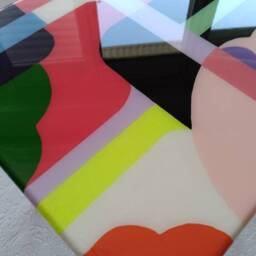Funky Pink Epoxy Resin Coffee Table, Abstract Art Side Table - thumbnail 4