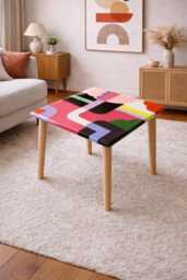 Funky Pink Epoxy Resin Coffee Table, Abstract Art Side Table
