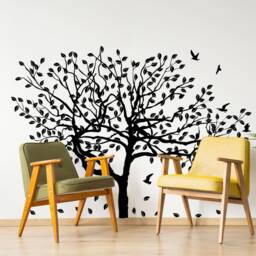 Tree Wall Decal Sticker - Birch Art Vinyl Nursery Stickers Nature Botanical Trees Decals Forest Decor Natural Big Leaf Peel & Stick - thumbnail 3