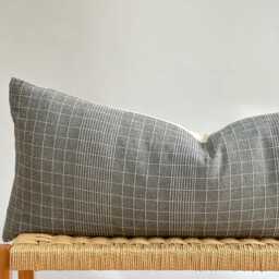 Gray Dot Block Print Mudcloth Hmong Pillow Case - thumbnail 2