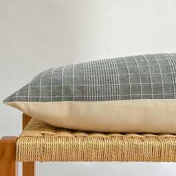 Gray Dot Block Print Mudcloth Hmong Pillow Case - thumbnail 3