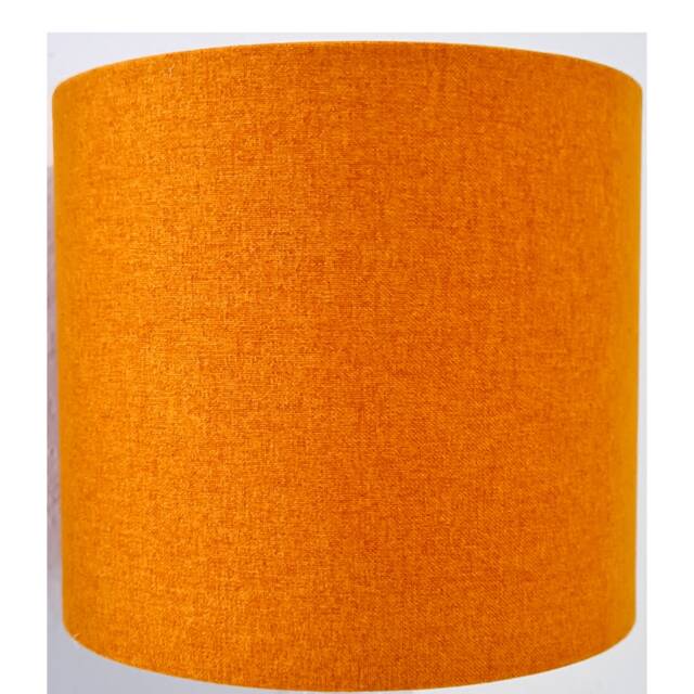 Orange Lampshade UK Made Retro Lamp Shade Vintage Textured Linen Orange Drum Lampshade - image 1