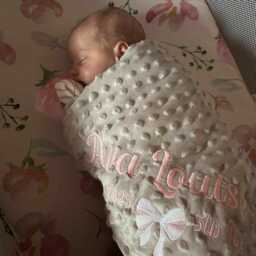 Personalised Embroidered Baby Blanket, Bow Grey Personalised Blanket For Girl, Keepsake Gift, New Gift - thumbnail 4