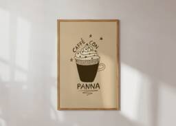 Poster Caff?? Con Panna, Coffee Illustration, Drink, Caf??, With Cream, Italian Food Kitchen Print Art Playful - thumbnail 1