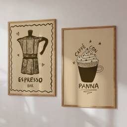 Poster Caff?? Con Panna, Coffee Illustration, Drink, Caf??, With Cream, Italian Food Kitchen Print Art Playful - thumbnail 3