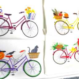 Halloween Embroidered Bike Pillow Cover, Purple Bicycle With Black Cat, Jack-O-Lantern & Raven - thumbnail 3