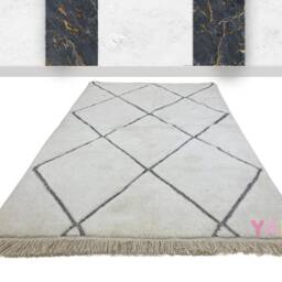 Black & White Rug - Home Decor Moroccan Handmade Rug- Wool Made To Order Custom Berber Style- Fast Shipping Shag Area Rug - thumbnail 2