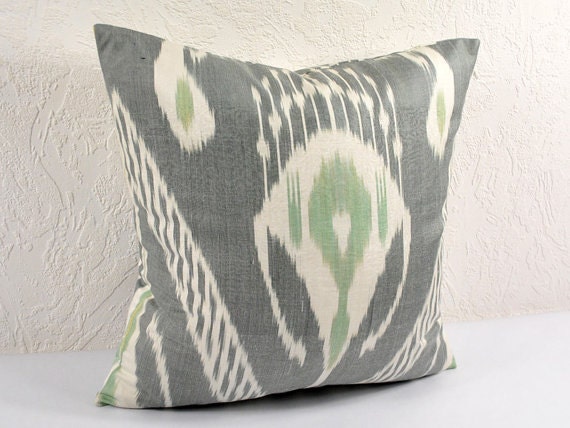 Ikat Pillow, Hand Woven Pillow Cover 514-1Aa1, Throw Pillows, Designer Decorative Accent Pillows - image 1