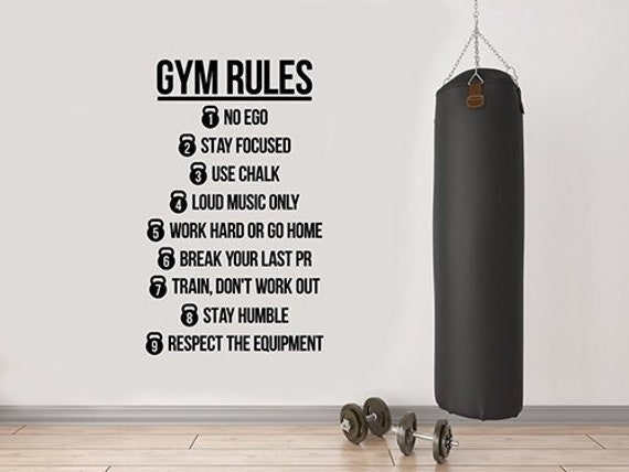 Gym Rules Wall Decal Vinyl Sticker Sports Motivational Quotes Workout Crossfit Inspirational Saying Art Room Fitness Decor Poster 7Fs - image 1