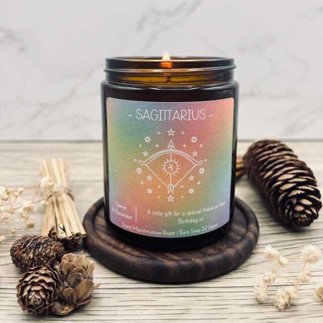 Sagittarius Astrology Star Sign Scented Candle - Present Horoscope November December Birthday Gift - image 1