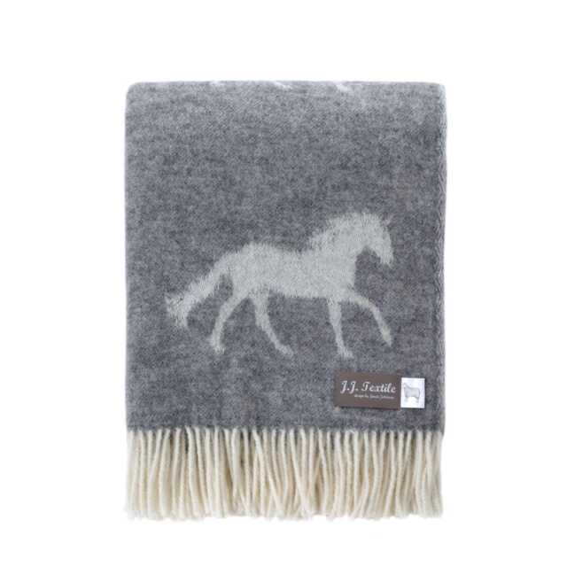 Grey Horse Throw - Crafted From 100% Pure Wool Equestrian Blanket Reversible Ideal Gift For Lovers - image 1
