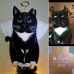 Custom Cat Christmas Tree Topper Hand-Painted Pet Memorial Gift - thumbnail 2