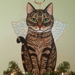Custom Cat Christmas Tree Topper Hand-Painted Pet Memorial Gift - thumbnail 3