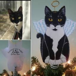 Custom Cat Christmas Tree Topper Hand-Painted Pet Memorial Gift - thumbnail 4