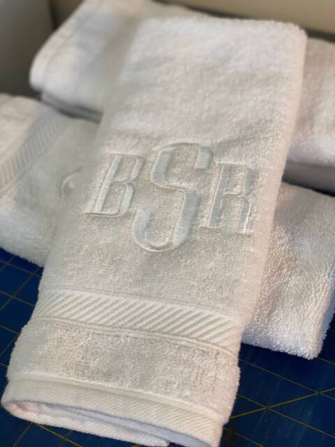 Monogrammed Bath Towel Personalized Embroidered 3-Letter Gift - image 1