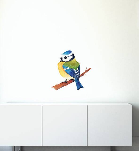 Blue Tit Bird Wall Sticker Decal - Dogs & Pets Stickers, Art, Decals, Kids Boys, Girls, Animals Decals