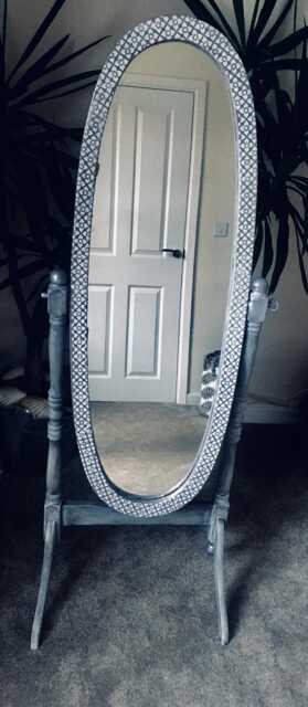 Cheval Dressing Mirror On Stand Painted Moroccan Boho Chic - image 1