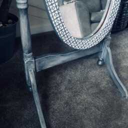 Cheval Dressing Mirror On Stand Painted Moroccan Boho Chic - thumbnail 3