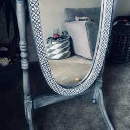 Cheval Dressing Mirror On Stand Painted Moroccan Boho Chic - thumbnail 2