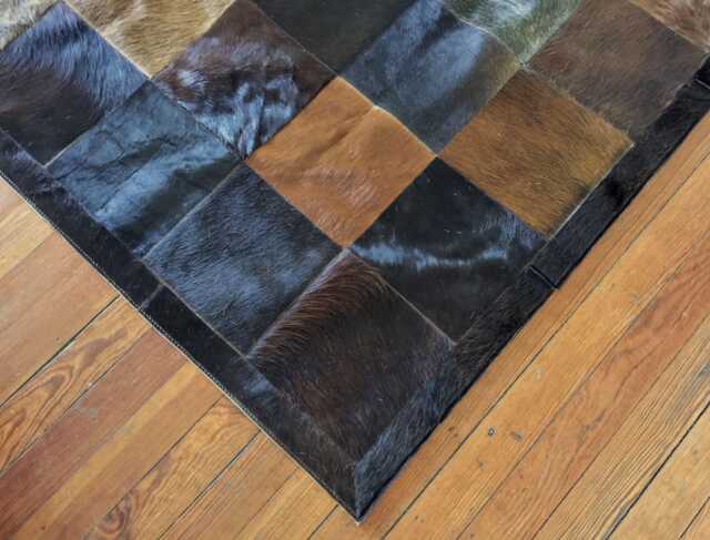 Patchwork Cowhide Rug Brown & Caramel Squares, Boedo Model - image 1