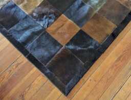 Patchwork Cowhide Rug Brown & Caramel Squares, Boedo Model - thumbnail 1