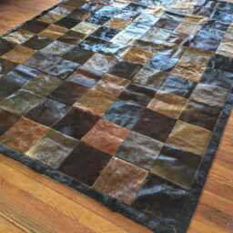 Patchwork Cowhide Rug Brown & Caramel Squares, Boedo Model - thumbnail 3