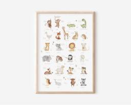 Children's Abc Picture With Animals - Alphabet Learn Nursery Poster Wall Decoration Gift Print - thumbnail 1