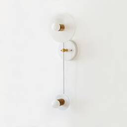 Mid Century Modern White Double Sconce - Gold Accent Wall Lighting - thumbnail 2