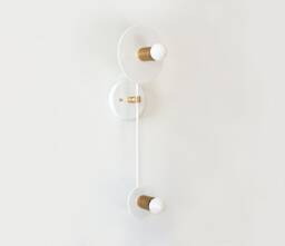 Mid Century Modern White Double Sconce - Gold Accent Wall Lighting