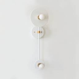 Mid Century Modern White Double Sconce - Gold Accent Wall Lighting - thumbnail 4