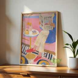 Matisse Cafe Print, Colorful Coffee Art, Modern Henri Style Poster, Breakfast Painting, French Kitchen Wall Decor, Pink Trendy Print - thumbnail 3