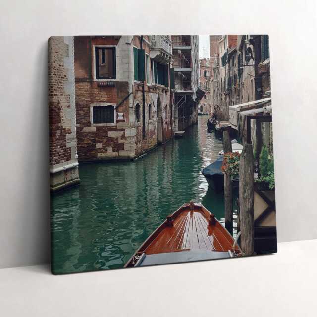 A Boat Among The Canals in Venice Canvas, Wall Art Picture, Gray Decoration, Travel Canvas - image 1