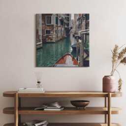 A Boat Among The Canals in Venice Canvas, Wall Art Picture, Gray Decoration, Travel Canvas - thumbnail 2