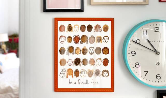 Be A Friendly Face Art Print Digital Download - Home Decor Printable Artwork Illustration House Warming Gift - image 1