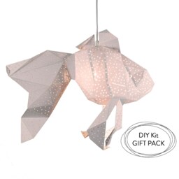 Fish Kids Room Lamp, Designer Lighting, Diy Pendant Light, Livingroom Decor, Led Nightlight, Natural Lampshade, White Bedroom Lamps - thumbnail 2