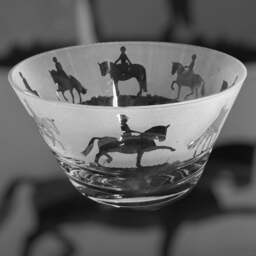 Dressage Crystal Bowl - Clear Crystal Glass 13.5cm Bowl With Dressage Horse Frieze Design - thumbnail 3