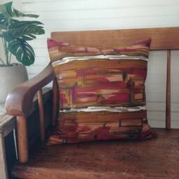 Fall Colors Pillow Cover, Autumn Cushion Olive Green & Burgundy Decor - thumbnail 2