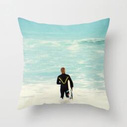 Surf Pillow - Surfer Case Ocean Beach Throw 16x16 18x18 20x20 Cover - thumbnail 1