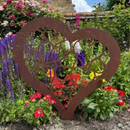 Metal Heart Garden Ornament Rustic Steel Lawn Decoration Wedding Anniversary Gift - thumbnail 1