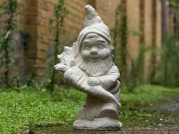 Stone Gnome With Carrots Statue Outdoor Garden Decoration Concrete Ornament Cement Unique Yard Art Gnome Lover Gift Home Sculpture - thumbnail 1