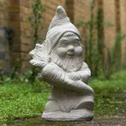 Stone Gnome With Carrots Statue Outdoor Garden Decoration Concrete Ornament Cement Unique Yard Art Gnome Lover Gift Home Sculpture - thumbnail 3