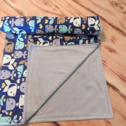 Baby Boy Minky Blanket, Whale, Blue, Car Seat, Crib Nursery - thumbnail 2