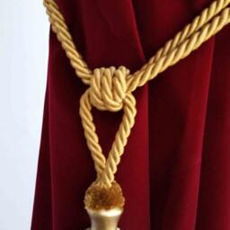 Luxury Gold Curtain Drapery Decorative Wood/Tassel Spread Rope Tie Back Handmade Chair Decor/Window Treatments Single Drape Holding/Holdback - thumbnail 2